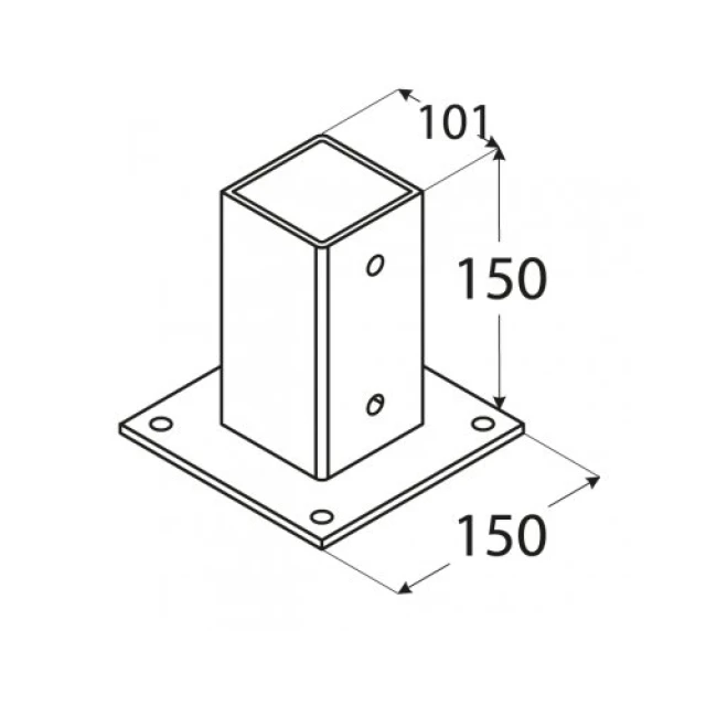 Основа столба с плоским основанием DOMAX 101x150x150 мм (PSP100)