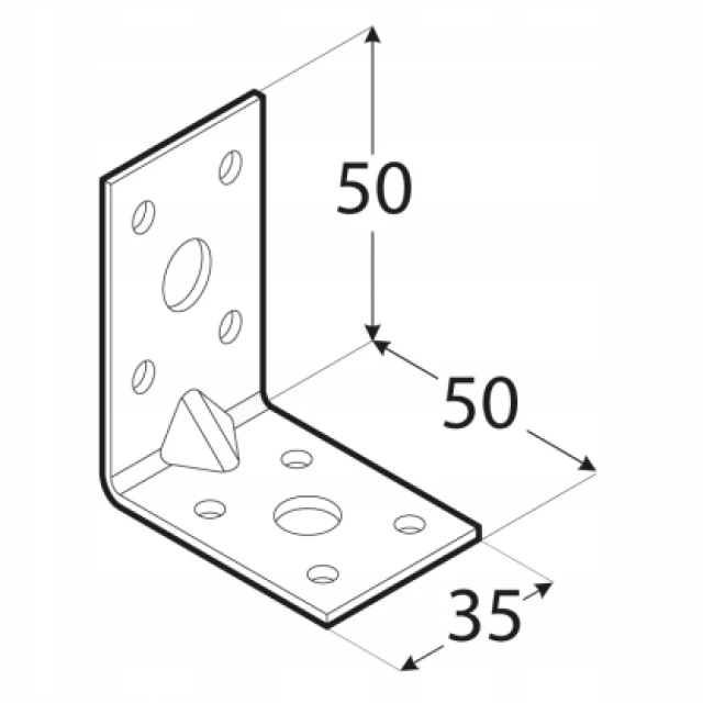 Кутник з прокладкою легкий DOMAX 50x50x35x2 мм, упаковка 20 шт (KPL5)