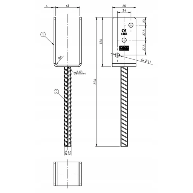 Основа стовпа DOMAX 61x324x120x4 мм (PS60U)