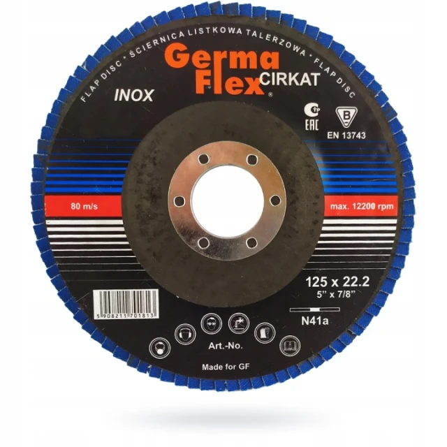 Шліфувальний круг пелюстковий Cirkat GERMAFLEX 125 мм, зерно 40, нержавіючий, 10 шт (CIR12887)