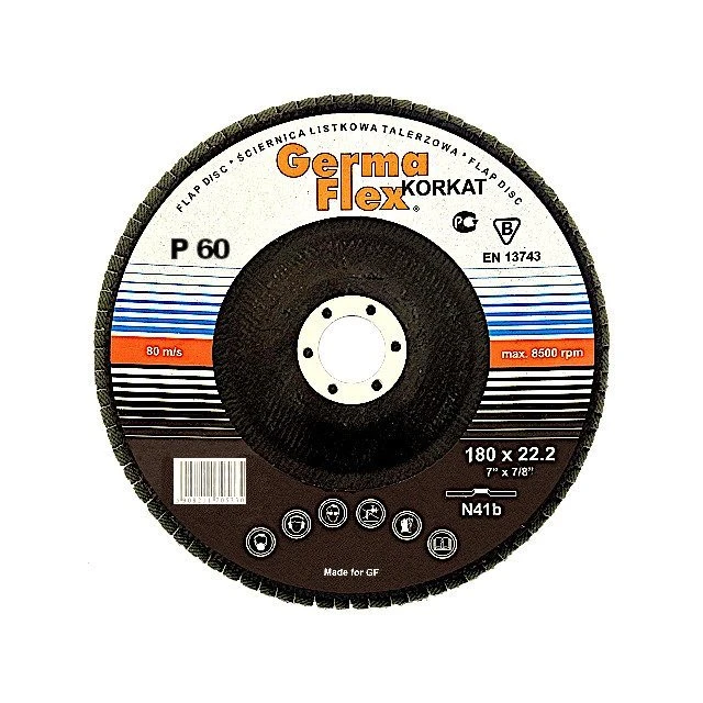 Шлифовальный круг лепестковый GERMAFLEX 180 мм, зерно 60 (KOR13765)