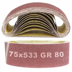 Стрічка шліфувальна GERMAFLEX 75x533 мм, зернистість 80, комплект 10 шт (XCL 33497)