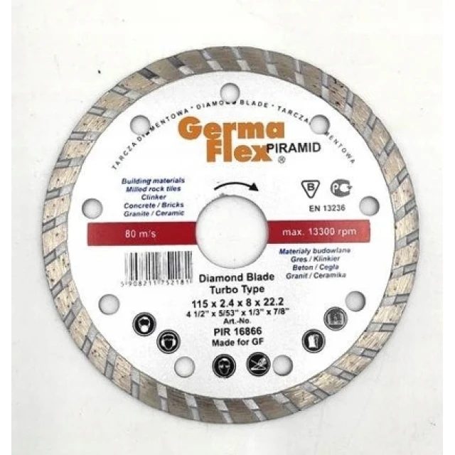 Диск алмазний турбо GERMAFLEX 115 мм Piramid (PIR16866)
