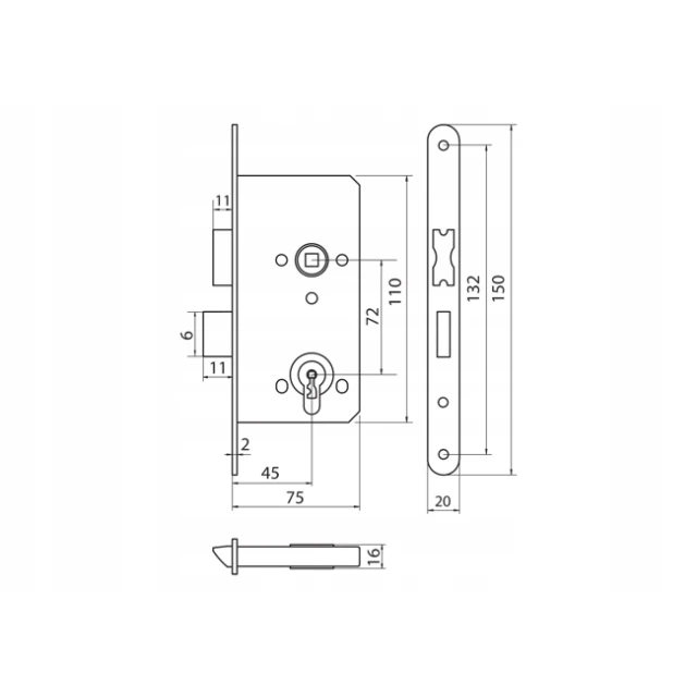Замок вбудовуваний Assa Abloy 2014 72/45 KL WC ZN (6438352027620)