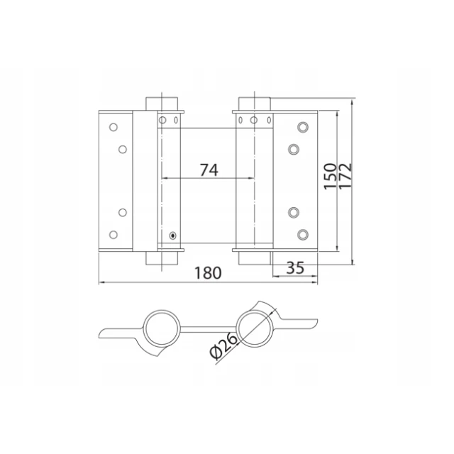 Петля маятникова IBFM 150 мм лак Grey, упаковка 2 шт (106036G)