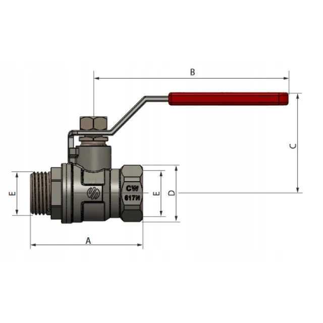 Кран шаровой ARCO 20 мм с рукояткой PN30 (150604)