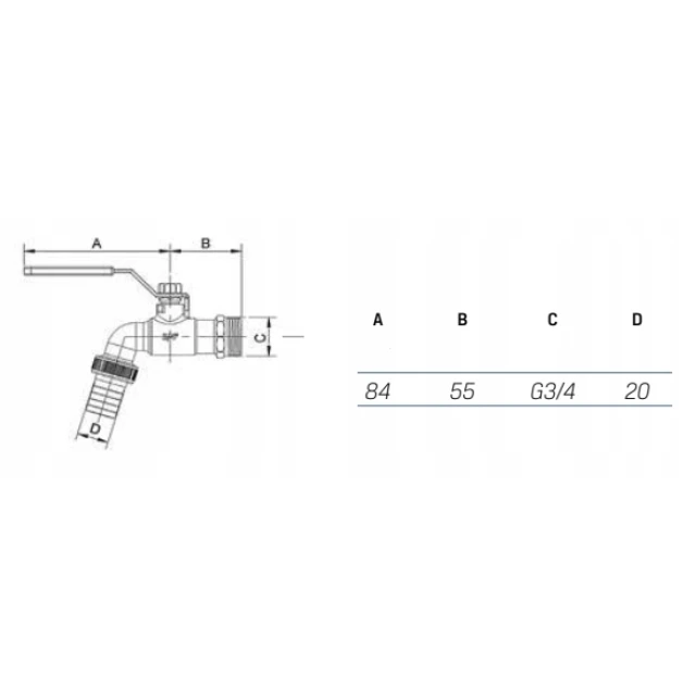 Кран кульовий дренажний ARCO 3/4