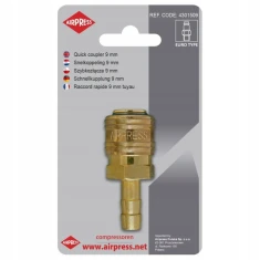 Муфта швидкознімна з ніпелем під шланг AIRPRESS 9 мм Euro (4301509)