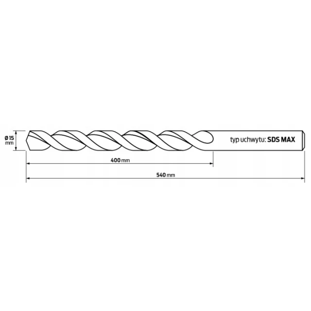 Свердло SDS MAX HiKOKI 12x940/800 4 спіралі 4 ріжучі кромки (754366)