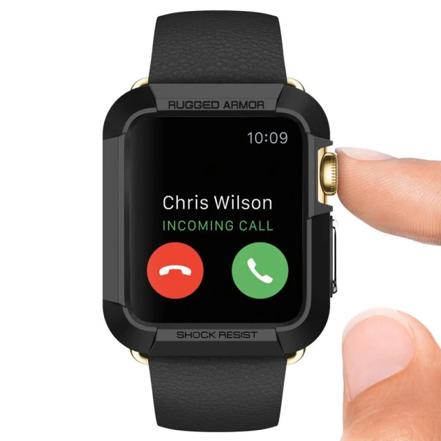 Чохол Spigen для Apple Watch 42 mm Rugged Armor Black (SGP11496)