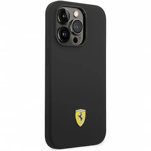 Чохол Ferrari Silicone Metal Logo для iPhone 14 Pro Max Black (FEHCP14XSIBBK)
