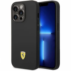 Чохол Ferrari Silicone Metal Logo для iPhone 14 Pro Max Black (FEHCP14XSIBBK)