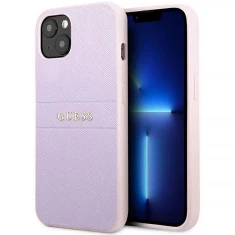 Чехол Guess Saffiano Hot Stamp & Metal Logo для iPhone 13 mini Purple (GUHCP13SPSASBPU)