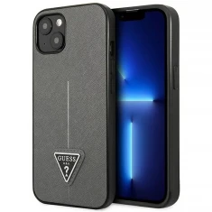 Чехол Guess Saffiano Triangle Logo для iPhone 13 mini Silver (GUHCP13SPSATLG)