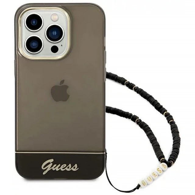 Чохол Guess Translucent Pearl Strap для iPhone 14 Pro Max Black (GUHCP14XHGCOHK)