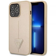 Чохол Guess Saffiano Triangle Logo для iPhone 14 Pro Max Beige (GUHCP14XPSATLE)