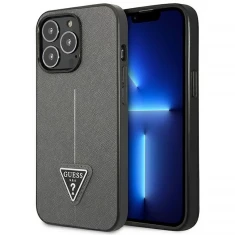 Чохол Guess Saffiano Triangle Logo для iPhone 14 Pro Max Silver (GUHCP14XPSATLG)