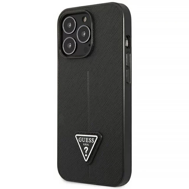 Чохол Guess Saffiano Triangle Logo для iPhone 14 Pro Max Black (GUHCP14XPSATLK)