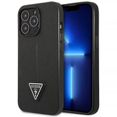 Чехол Guess Saffiano Triangle Logo для iPhone 14 Pro Max Black (GUHCP14XPSATLK)