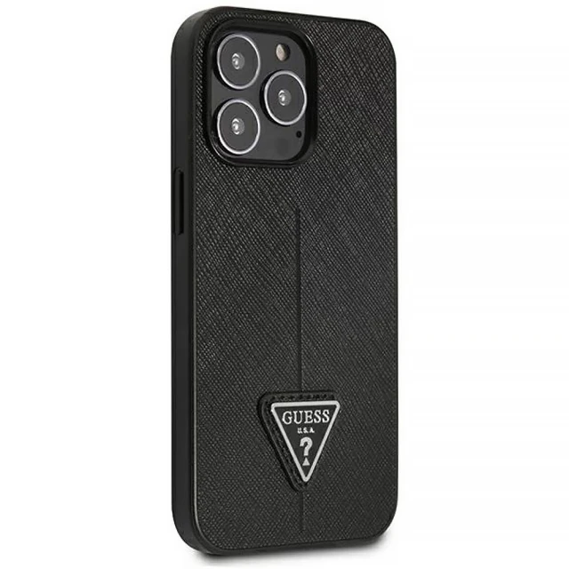 Чохол Guess Saffiano Triangle Logo для iPhone 14 Pro Max Black (GUHCP14XPSATLK)