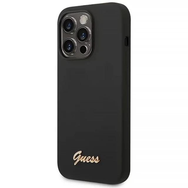 Чохол Guess Silicone Vintage Gold Logo для iPhone 14 Pro Max Black (GUHCP14XSLSMK)