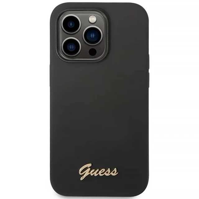 Чохол Guess Silicone Vintage Gold Logo для iPhone 14 Pro Max Black (GUHCP14XSLSMK)
