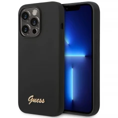 Чохол Guess Silicone Vintage Gold Logo для iPhone 14 Pro Max Black (GUHCP14XSLSMK)