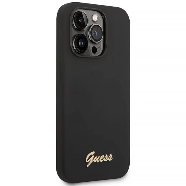Чохол Guess Silicone Vintage Gold Logo для iPhone 14 Pro Max Black (GUHCP14XSLSMK)