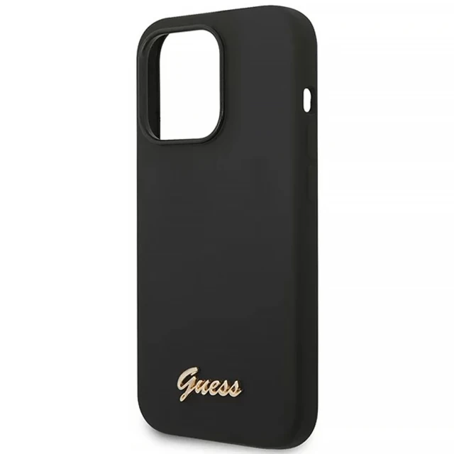 Чохол Guess Silicone Vintage Gold Logo для iPhone 14 Pro Max Black (GUHCP14XSLSMK)