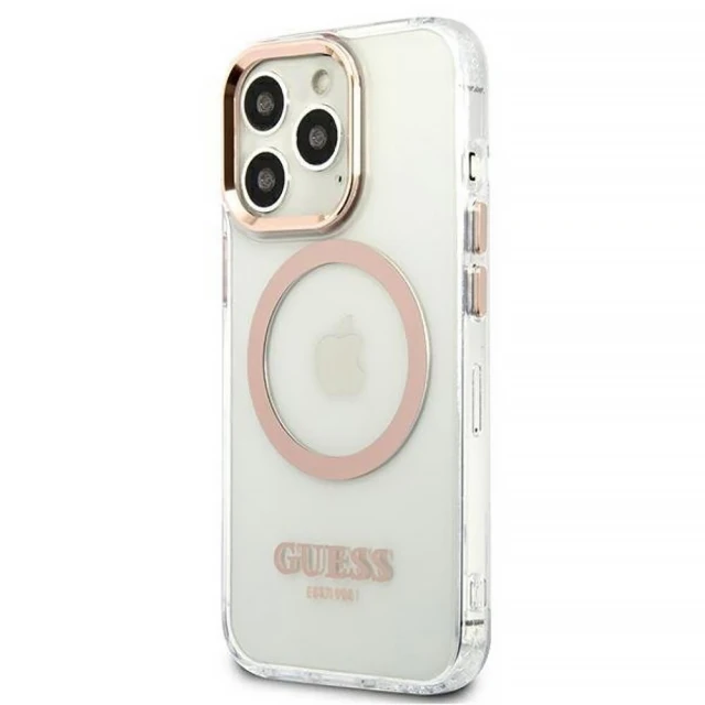 Чохол Guess Metal Outline для iPhone 13 Pro Max Gold with MagSafe (GUHMP13XHTRMD)