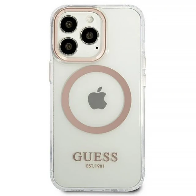 Чохол Guess Metal Outline для iPhone 13 Pro Max Gold with MagSafe (GUHMP13XHTRMD)