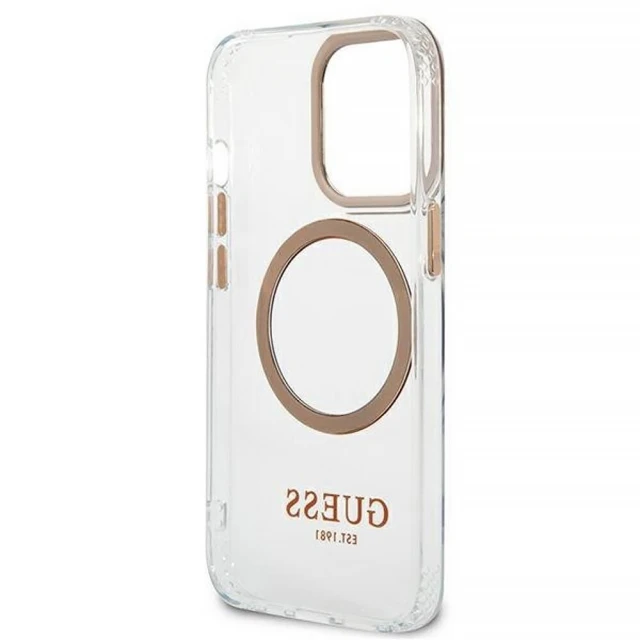 Чохол Guess Metal Outline для iPhone 13 Pro Max Gold with MagSafe (GUHMP13XHTRMD)
