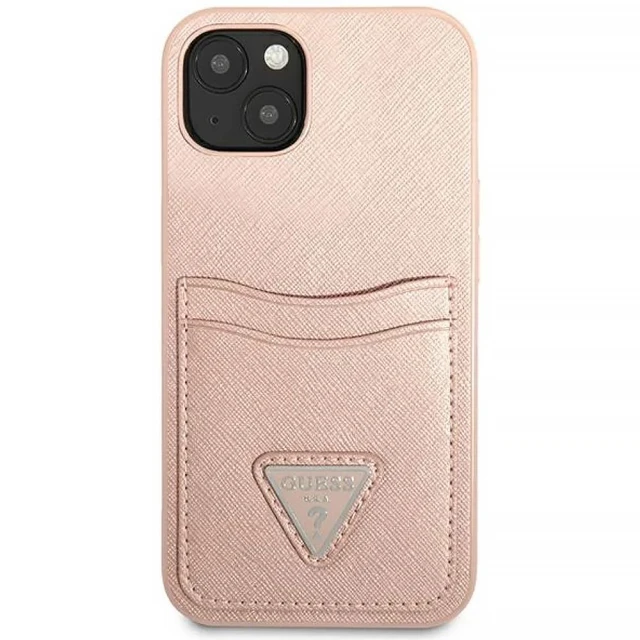 Чохол Guess Saffiano Triangle Logo Cardslot для iPhone 13 mini Pink (GUHCP13SPSATPP)
