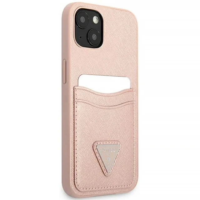 Чохол Guess Saffiano Triangle Logo Cardslot для iPhone 13 mini Pink (GUHCP13SPSATPP)