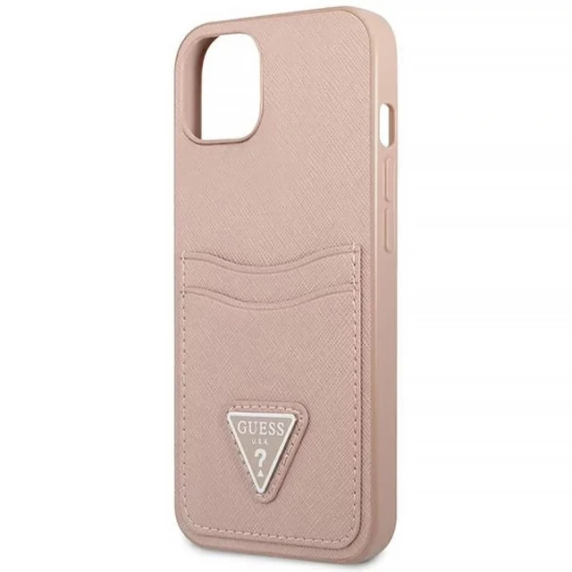 Чохол Guess Saffiano Triangle Logo Cardslot для iPhone 13 mini Pink (GUHCP13SPSATPP)