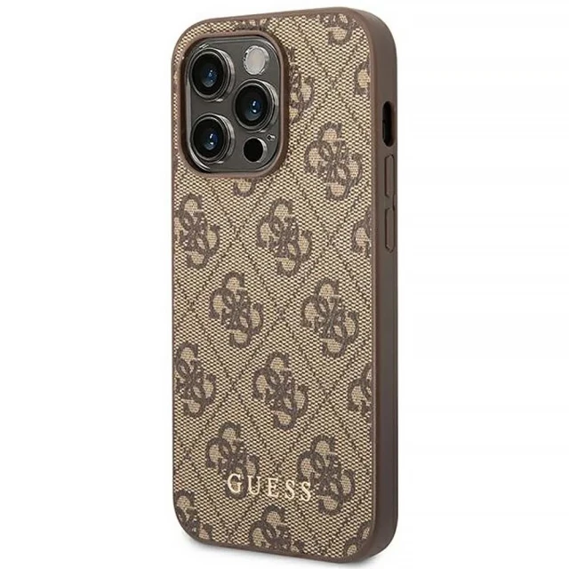 Чохол Guess 4G Metal Gold Logo для iPhone 14 Pro Brown (GUHCP14LG4GFBR)