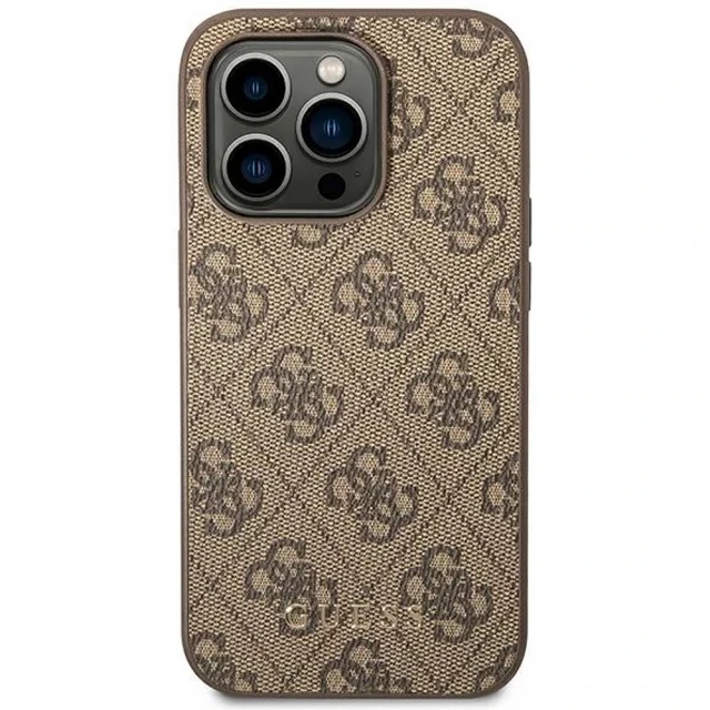 Чохол Guess 4G Metal Gold Logo для iPhone 14 Pro Brown (GUHCP14LG4GFBR)