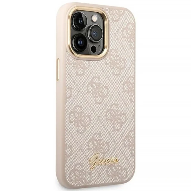 Чохол Guess 4G Vintage Gold Logo для iPhone 14 Pro Pink (GUHCP14LHG4SHP)