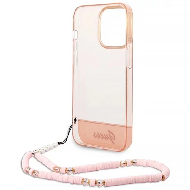 Чохол Guess Translucent Pearl Strap для iPhone 14 Pro Pink (GUHCP14LHGCOHP)