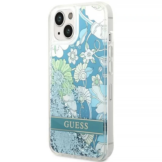 Чохол Guess Flower Liquid Glitter для iPhone 14 | 13 Green (GUHCP14SLFLSN)