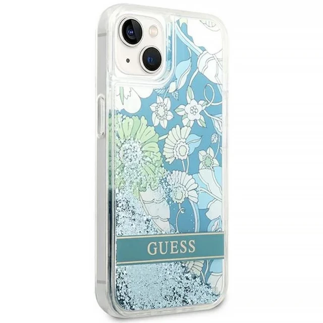 Чохол Guess Flower Liquid Glitter для iPhone 14 | 13 Green (GUHCP14SLFLSN)