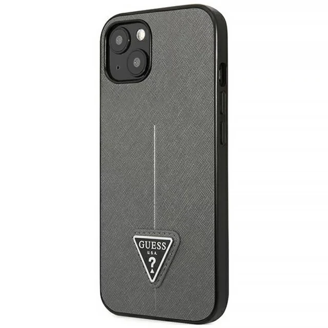 Чехол Guess Saffiano Triangle Logo для iPhone 14 | 13 Silver (GUHCP14SPSATLG)