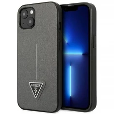 Чохол Guess Saffiano Triangle Logo для iPhone 14 | 13 Silver (GUHCP14SPSATLG)