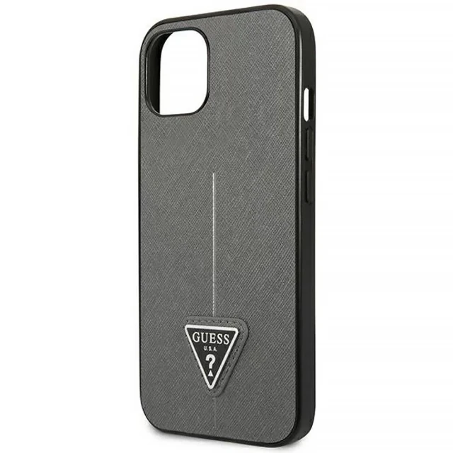 Чехол Guess Saffiano Triangle Logo для iPhone 14 | 13 Silver (GUHCP14SPSATLG)