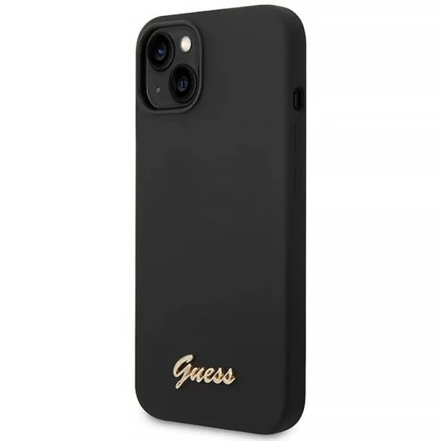 Чехол Guess Silicone Vintage Gold Logo для iPhone 14 | 13 Black (GUHCP14SSLSMK)