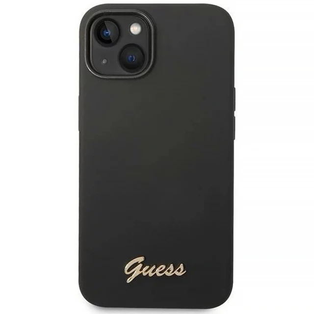 Чехол Guess Silicone Vintage Gold Logo для iPhone 14 | 13 Black (GUHCP14SSLSMK)