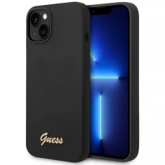 Чохол Guess Silicone Vintage Gold Logo для iPhone 14 | 13 Black (GUHCP14SSLSMK)
