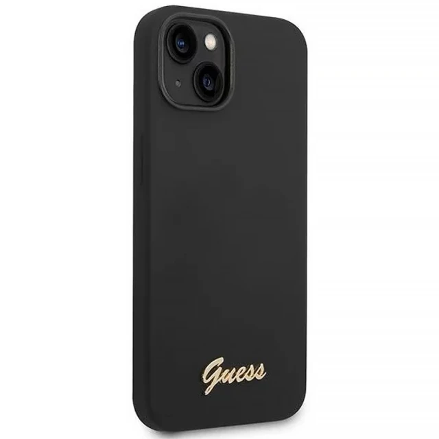 Чехол Guess Silicone Vintage Gold Logo для iPhone 14 | 13 Black (GUHCP14SSLSMK)