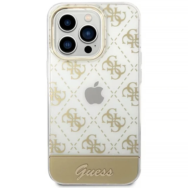Чехол Guess 4G Pattern Script для iPhone 14 Pro Max Gold (GUHCP14XHG4MHG)
