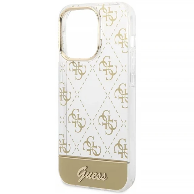 Чехол Guess 4G Pattern Script для iPhone 14 Pro Max Gold (GUHCP14XHG4MHG)